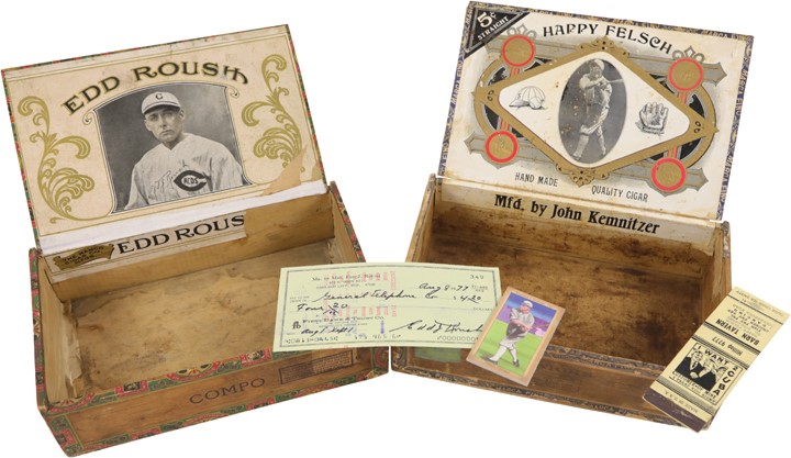 Chicago Black Sox Collection (1919-2019) - 1919 World Series Members Edd Roush & Happy Felsch Cigar Boxes