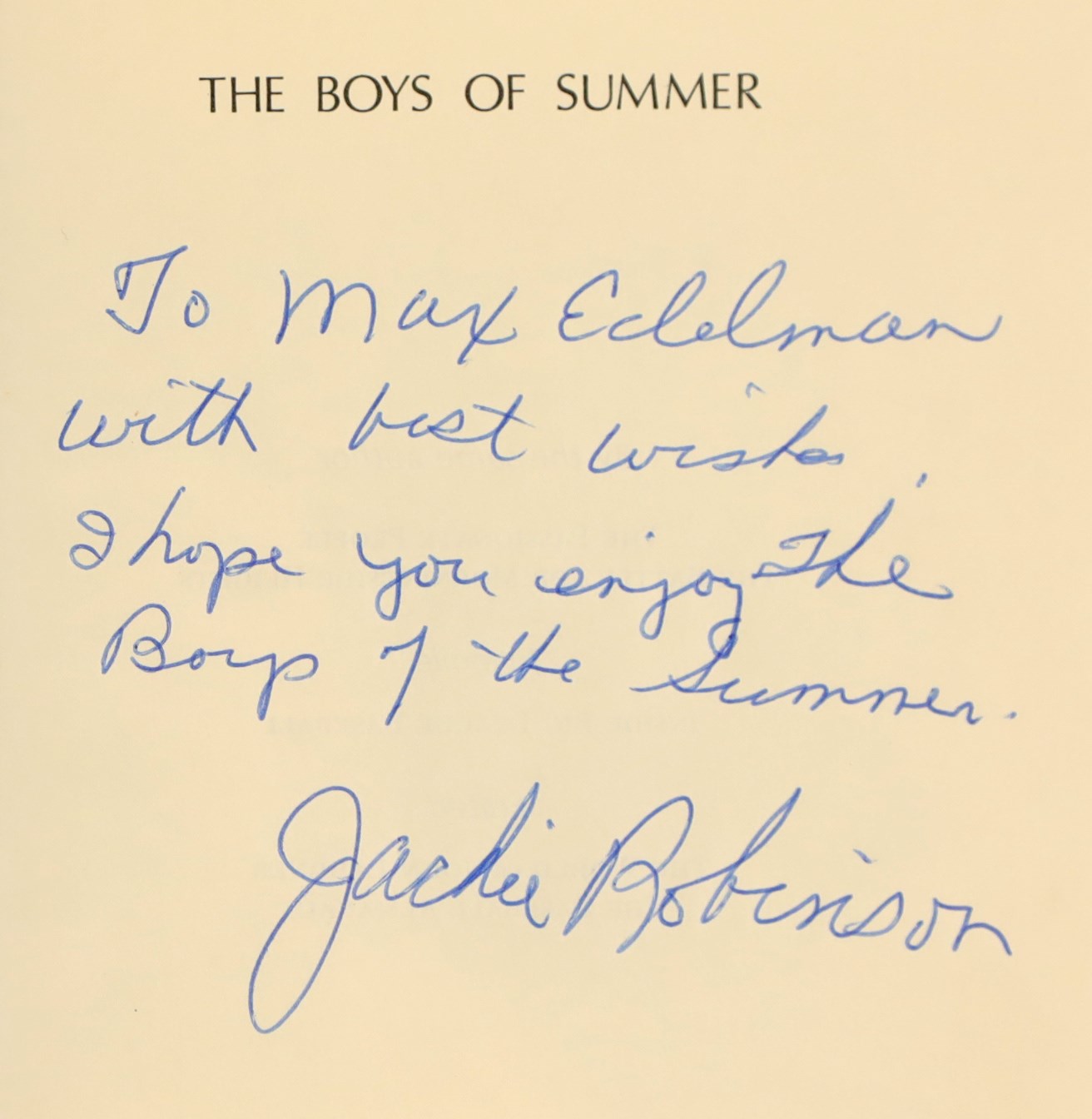 Jackie Robinson " Boys of The Summer" Signed Book (PSA)