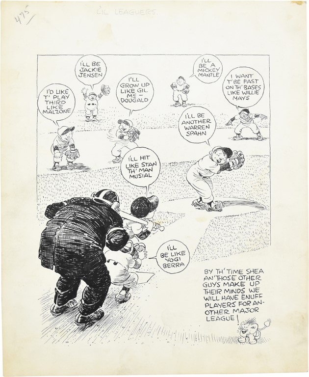 Sporting News Original Art - 1950s "I'll Be A Mickey Mantle" Sporting News Original Art by Leo O'Melia