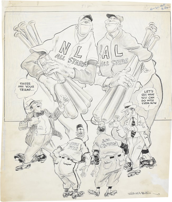 Sporting News Original Art - 1947 All Star Game Sporting News Original COVER ART By WIllard Mullin