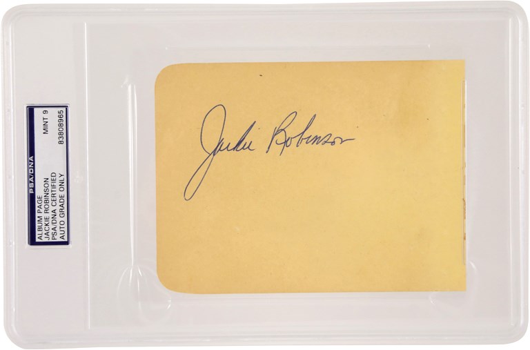 Jackie Robinson & Brooklyn Dodgers - Mint Jackie Robinson Signed Album Page (PSA MINT 9)