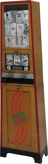 Baseball and Trading Cards - Fantastic 1950's Exhibit 1 Cent Vending Machine with Point of Pisplay Mantle Insert
