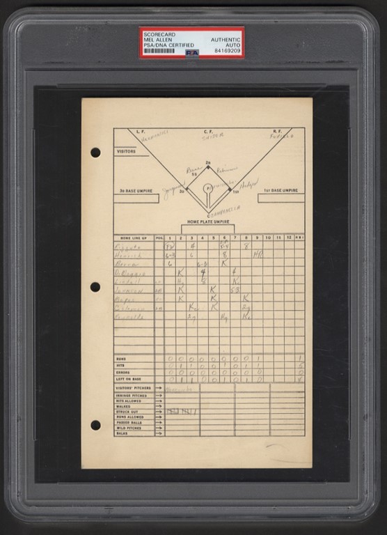 Jackie Robinson & Brooklyn Dodgers - 1949 World Series Opening Game & Official Mel Allen Scorecard (PSA)