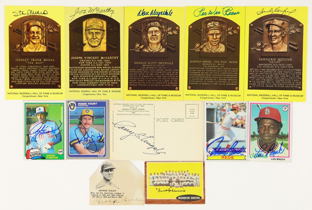 Baseball Autographs - Hall of Fame Autograph Collection with Vintage Cards (35+)
