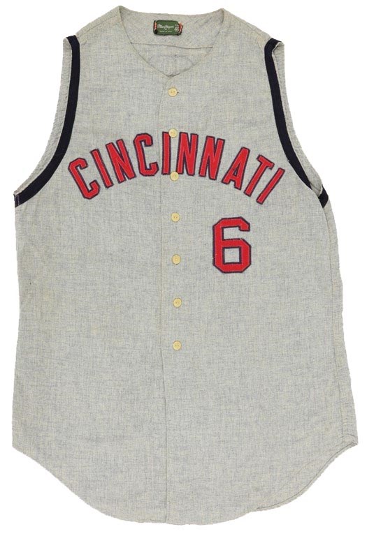 - 1966 Johnny Edwards Cincinnati Reds Game Worn Jersey (Photo-Matched to 1966 Topps Card)