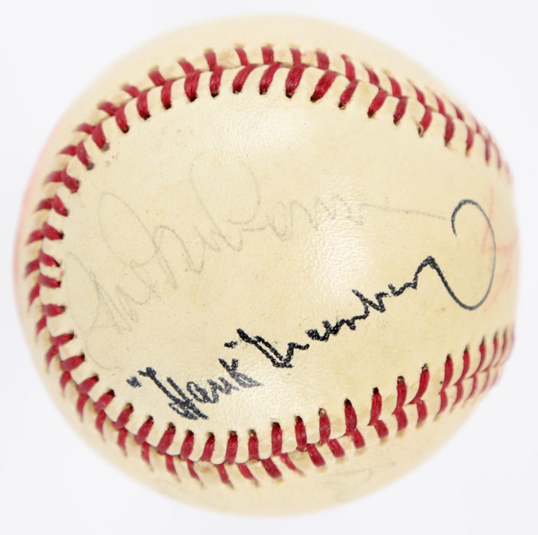 Ty Cobb and Detroit Tigers - Detroit Tigers Legends Signed Baseball with Hank Greenberg