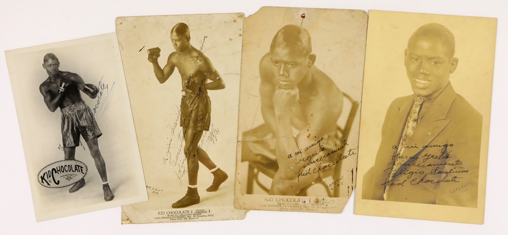 Muhammad Ali & Boxing - Kid Chocolate Signed Photographs (4) PSA