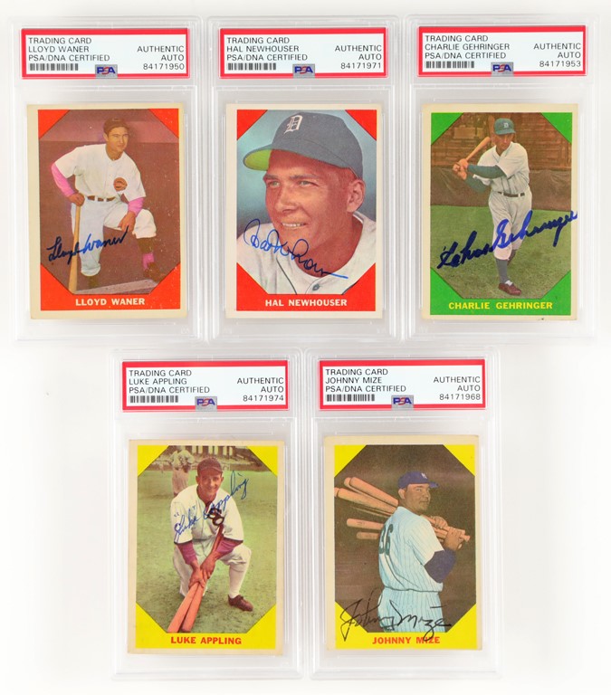 Baseball and Trading Cards - (5) 1960 Signed Fleer Baseball Cards PSA