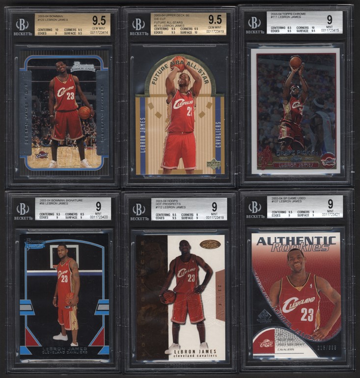 Lebron James Collection - 2003-04 LeBron James Rookie Collection (24) with BGS 9 Topps Chrome RC