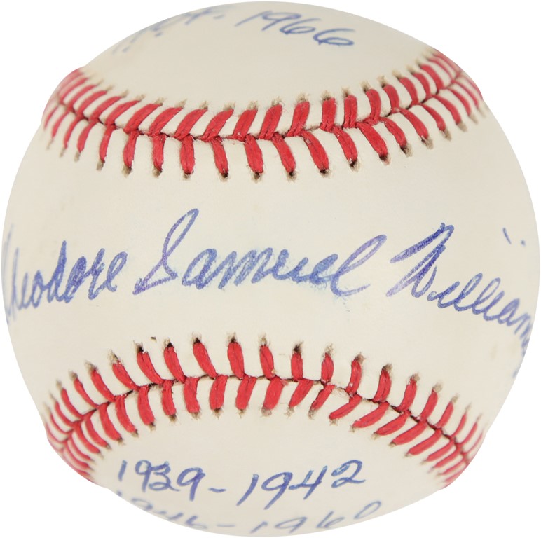 Theodore Samuel Williams Signed Stat Baseball (PSA)