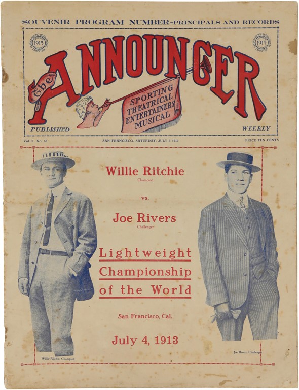 Muhammad Ali & Boxing - 1913 Willie Ritchie vs. Joe Rivers Program & Poster