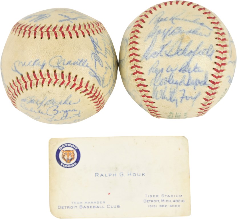 Pair of 1966 New York Yankees Team-Signed Baseballs from Ralph Houk (PSA)