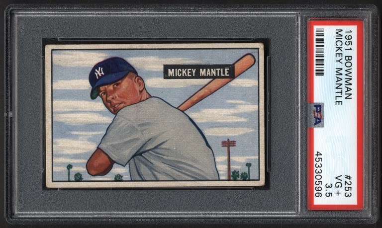- 1951 Bowman #253 Mickey Mantle Rookie PSA VG+ 3.5