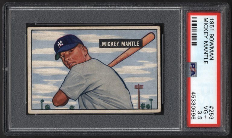 Baseball and Trading Cards - 1951 Bowman #253 Mickey Mantle Rookie PSA VG+ 3.5