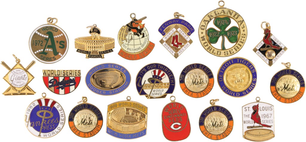 1961-2000 World Series Press Pin & Charm Collection (125+)