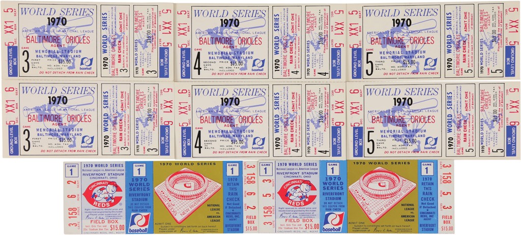 Tickets, Publications & Pins - 1970 World Series Full Tickets (8)