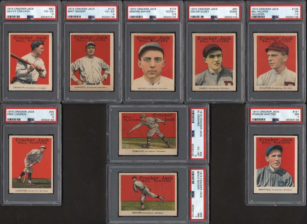 Baseball and Trading Cards - 1915 Cracker Jack PSA Graded Collection (9)