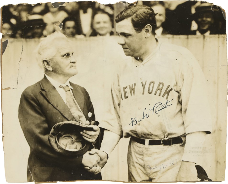 Ruth and Gehrig - 1920s Babe Ruth Signed Photograph (PSA)