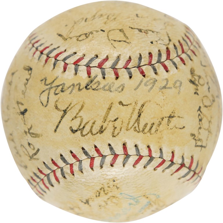 - 1929 New York Yankees Team-Signed Baseball with Miller Huggins (PSA)