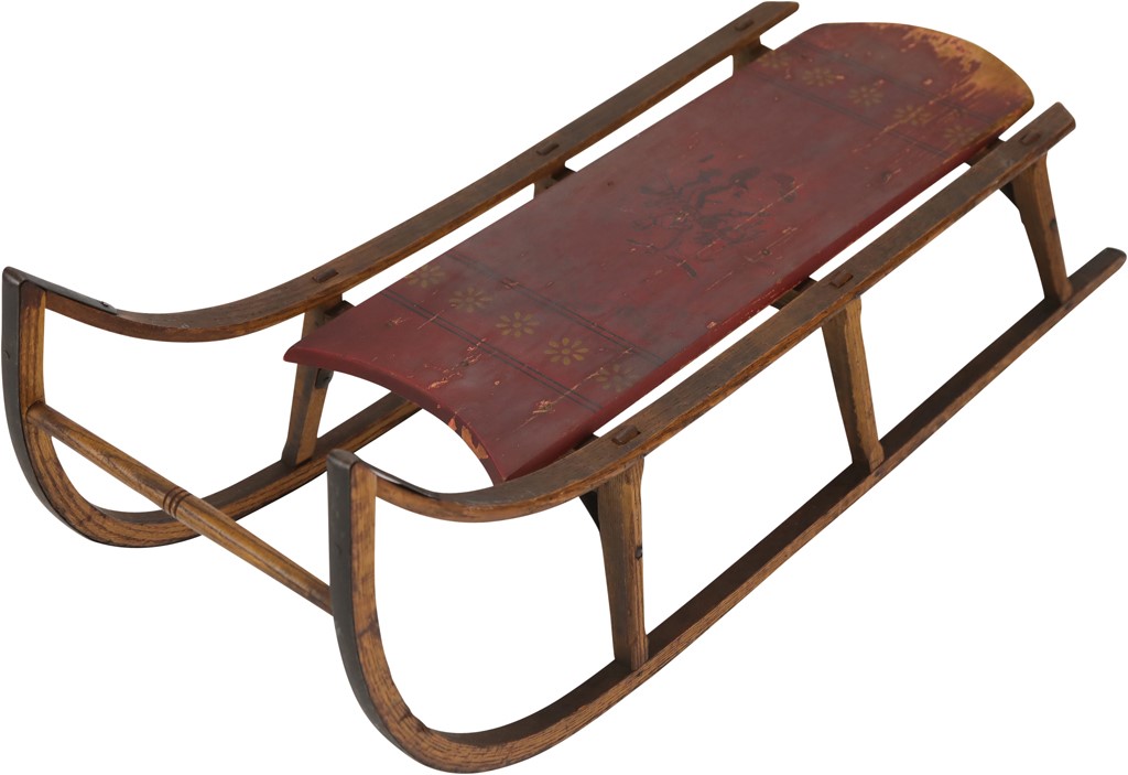 Hockey - Early 1900s Victorian Hockey Wooden Sled