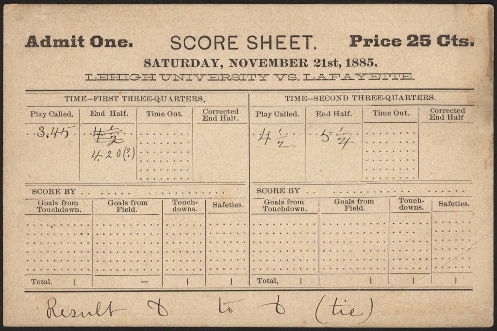 - 1885 Lehigh vs. Lafayette College Football Program