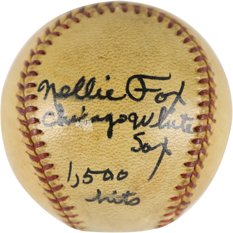 Nellie Fox 1,500th Career Major League Hit Baseball (Fox LOA)