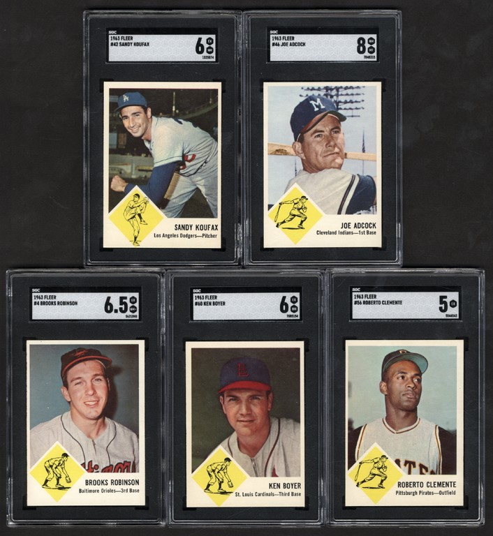 Baseball and Trading Cards - 1963 Fleer Baseball Near-Set (66) with SGC Graded Cards