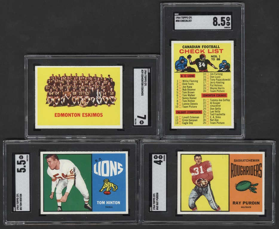 Football Cards - 1964 Topps CFL Football Complete Set (88) with SGC Graded