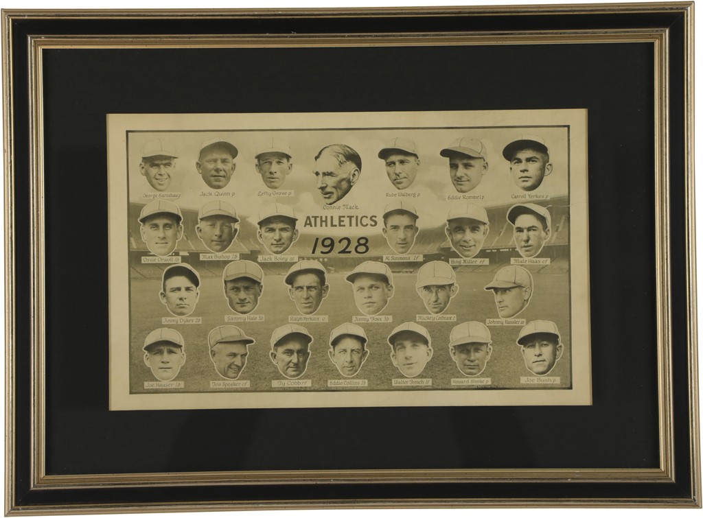 - 1928 Philadelphia Athletics Framed Print w/Ty Cobb