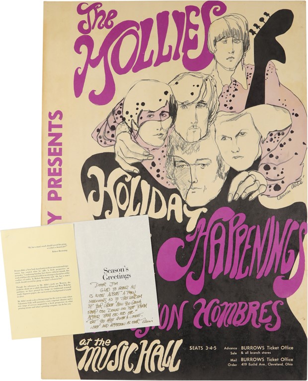 - 1960s "The Hollies" Psychedelic Concert Poster by Dennis Abbe