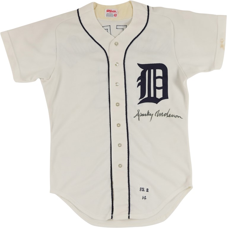 Ty Cobb and Detroit Tigers - 1982 Sparky Anderson Detroit Tigers Signed Game Worn Jersey (Photo-Matched)