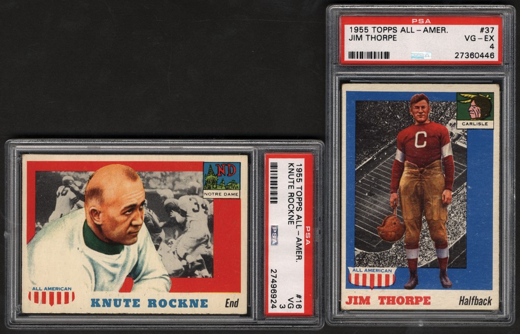 Football Cards - 1955 Topps All American Football Complete Set (100) Including PSA Graded Thorpe & Rockne