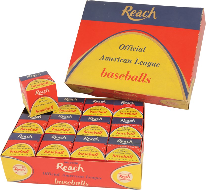 Baseball Memorabilia - Joseph Cronin Sealed Official American League Reach Baseballs in Original Box (12)