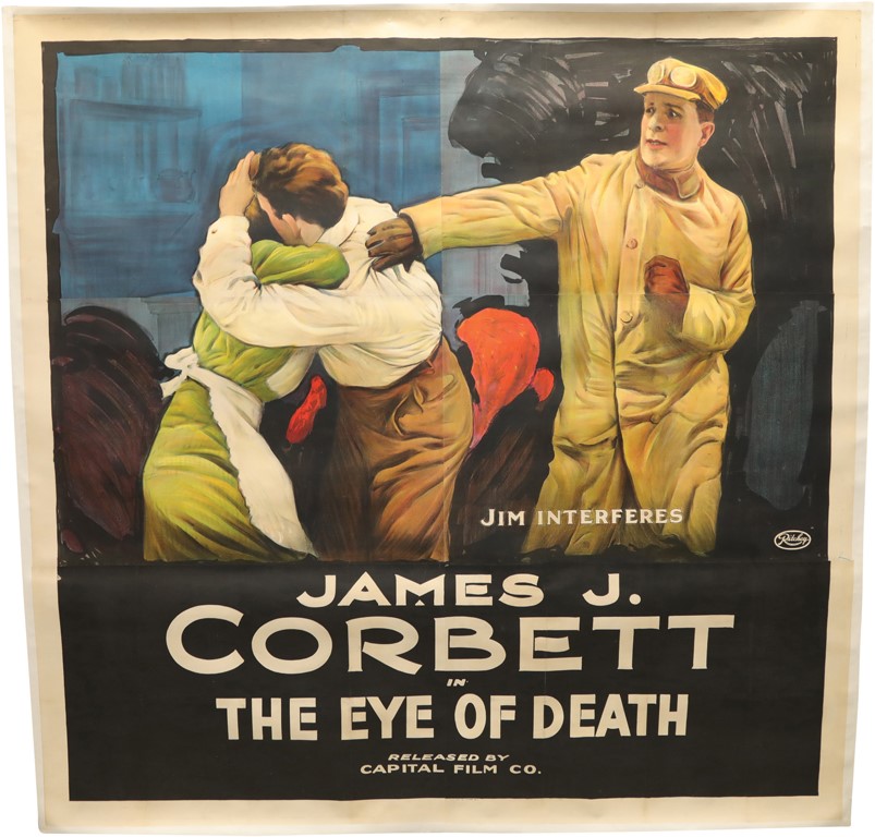 1919 James J. Corbett "The Eye of Death" 6-Sheet Movie Poster