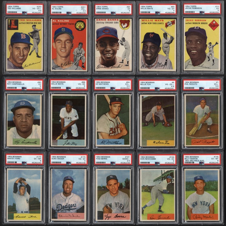 - 1954 Topps & Bowman Baseball Hall of Famers and Stars Lot (15)