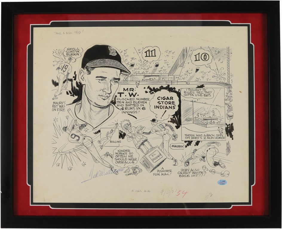 Boston Sports - Ted Williams Signed Original Artwork by Bob Coyne