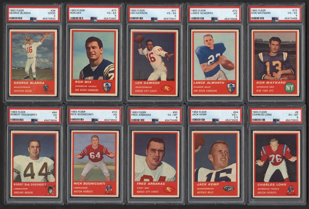 - 1963 Fleer Football Complete Set (89) with PSA Graded & Extras