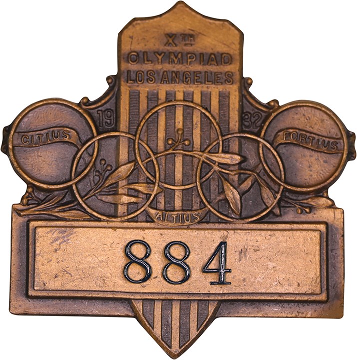 Olympics and All Sports - 1932 Summer Olympics Participation Badge Attributed to Babe Didrikson