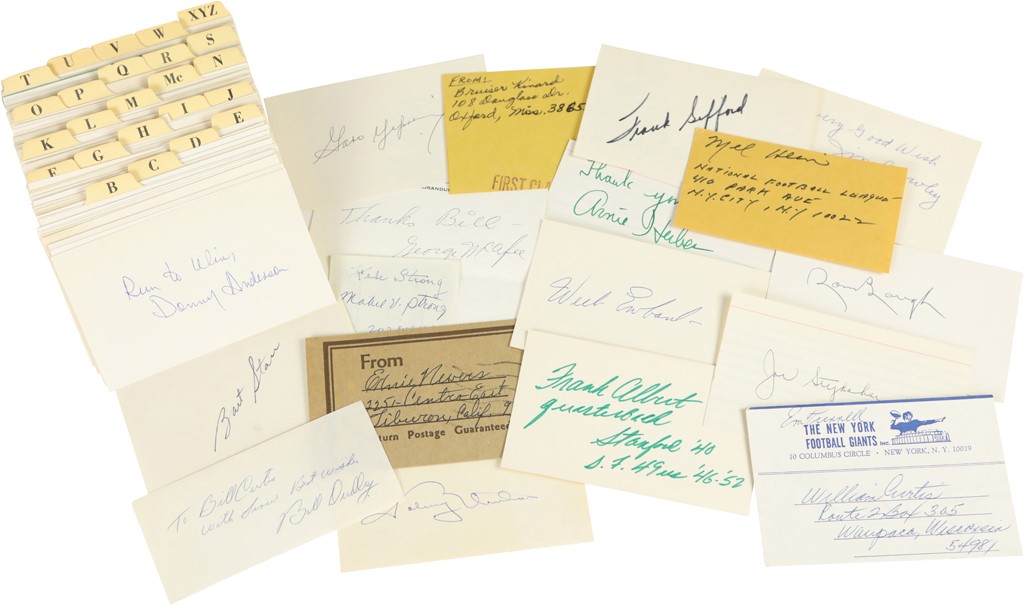 - Football Players Signed Index Card Collection with Hall of Famers (180)