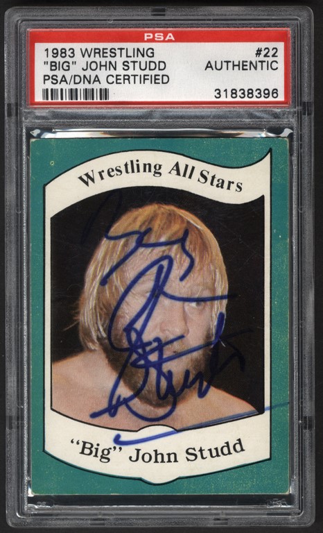 - 1983 Wrestling All Stars Big John Studd Signed Card PSA