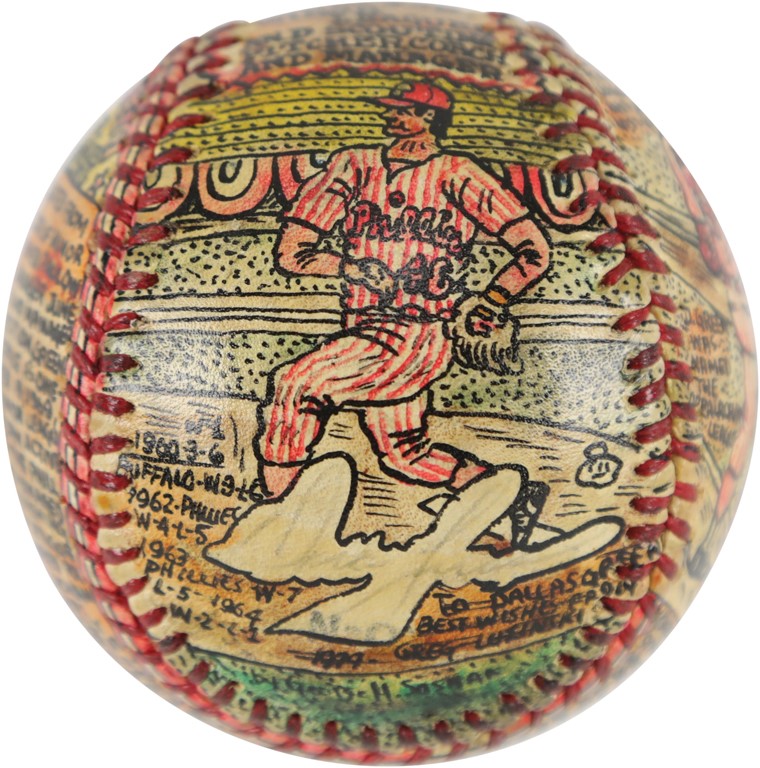 The Dallas Green Collection - Dallas Green Philadelphia Phillies Hand-Painted Baseball by George Sosnak