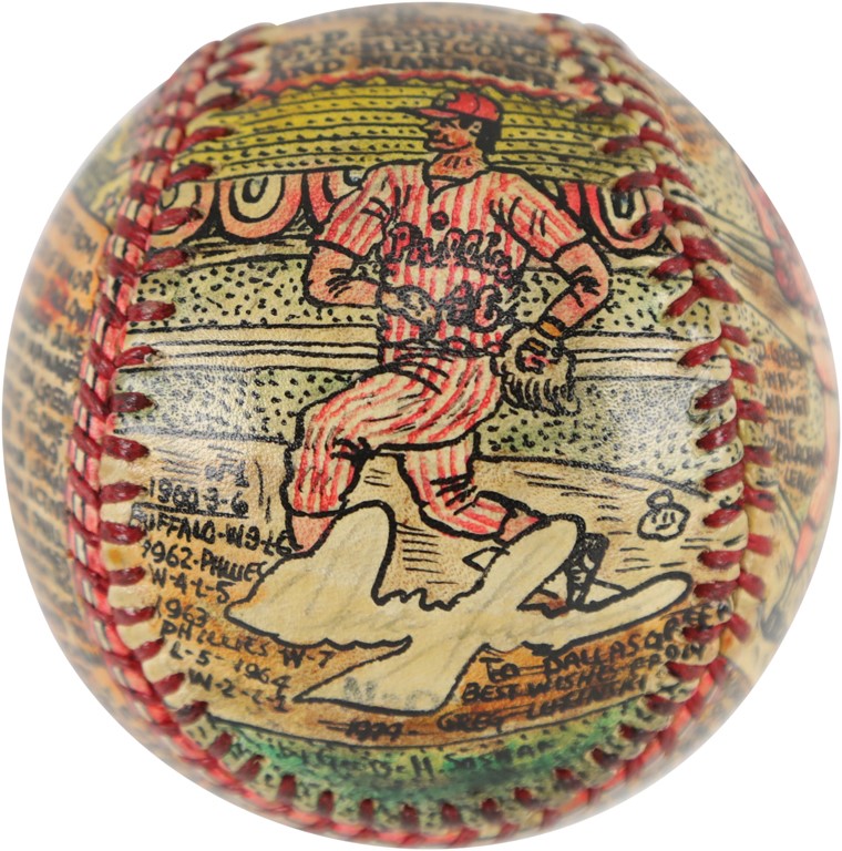 Dallas Green Philadelphia Phillies Hand-Painted Baseball by George Sosnak