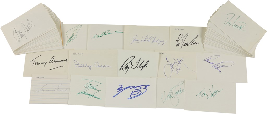 PGA Golfers Signed Index Card Collection with Hall of Famers (150)