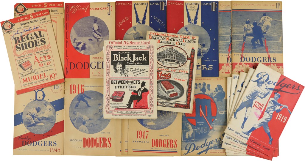 Jackie Robinson & Brooklyn Dodgers - 1922-1957 Brooklyn Dodgers Program Collection - Some Signed (35)