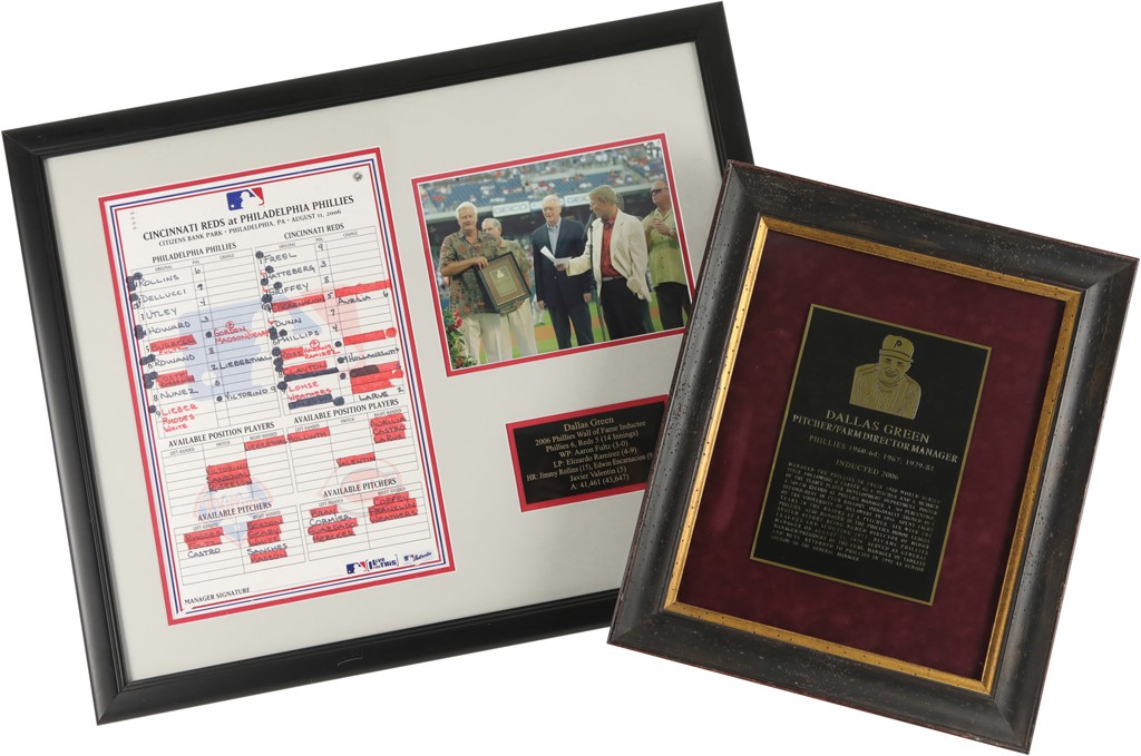 The Dallas Green Collection - Dallas Green Philadelphia Phillies Wall of Fame Plaque and Related Display