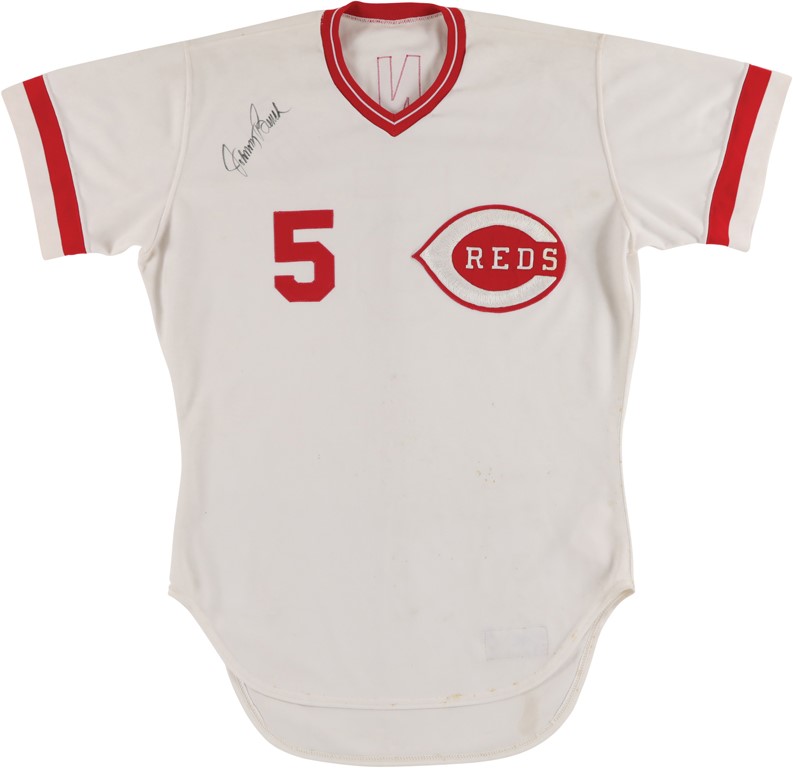 1983 Johnny Bench Cincinnati Reds "Final Season" Signed Game Worn Jersey (SGC - Superior Grade)