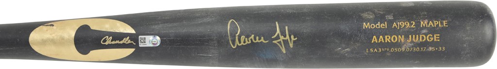- 2017 Aaron Judge "Rookie of the Year" New York Yankees Signed Game Used Bat (PSA GU 10)