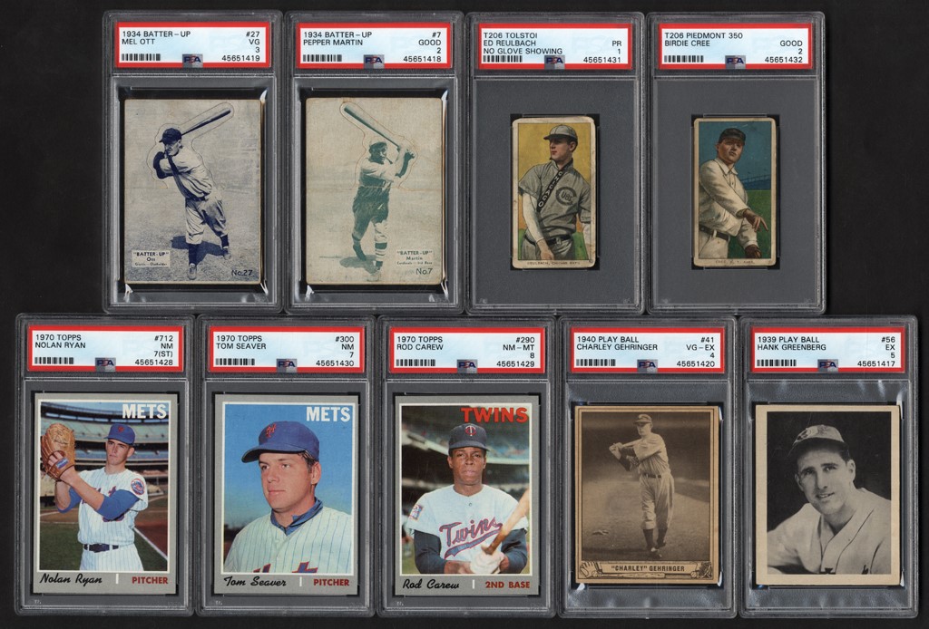 20th Century Baseball Card Collection with T206 1952 Topps and Hall of Famers (1,485) with PSA