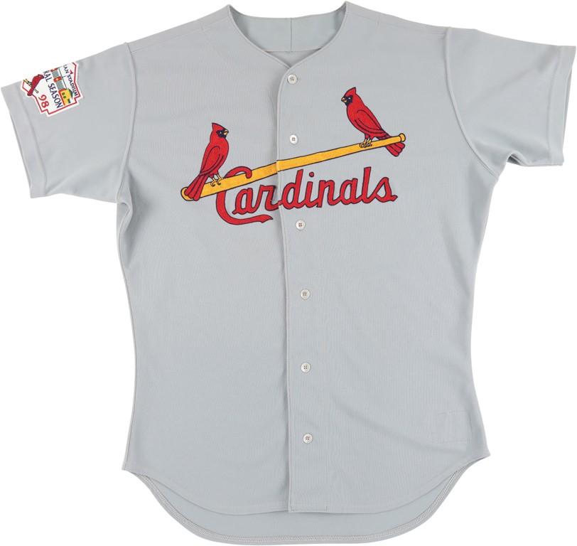 1997 Ron Gant St. Louis Cardinals Game Worn Jersey with Roger Dean Stadium Inaugural Patch