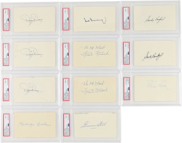 Hall of Fame Signed Vintage Index Card Collection Some PSA Authenticated (151)